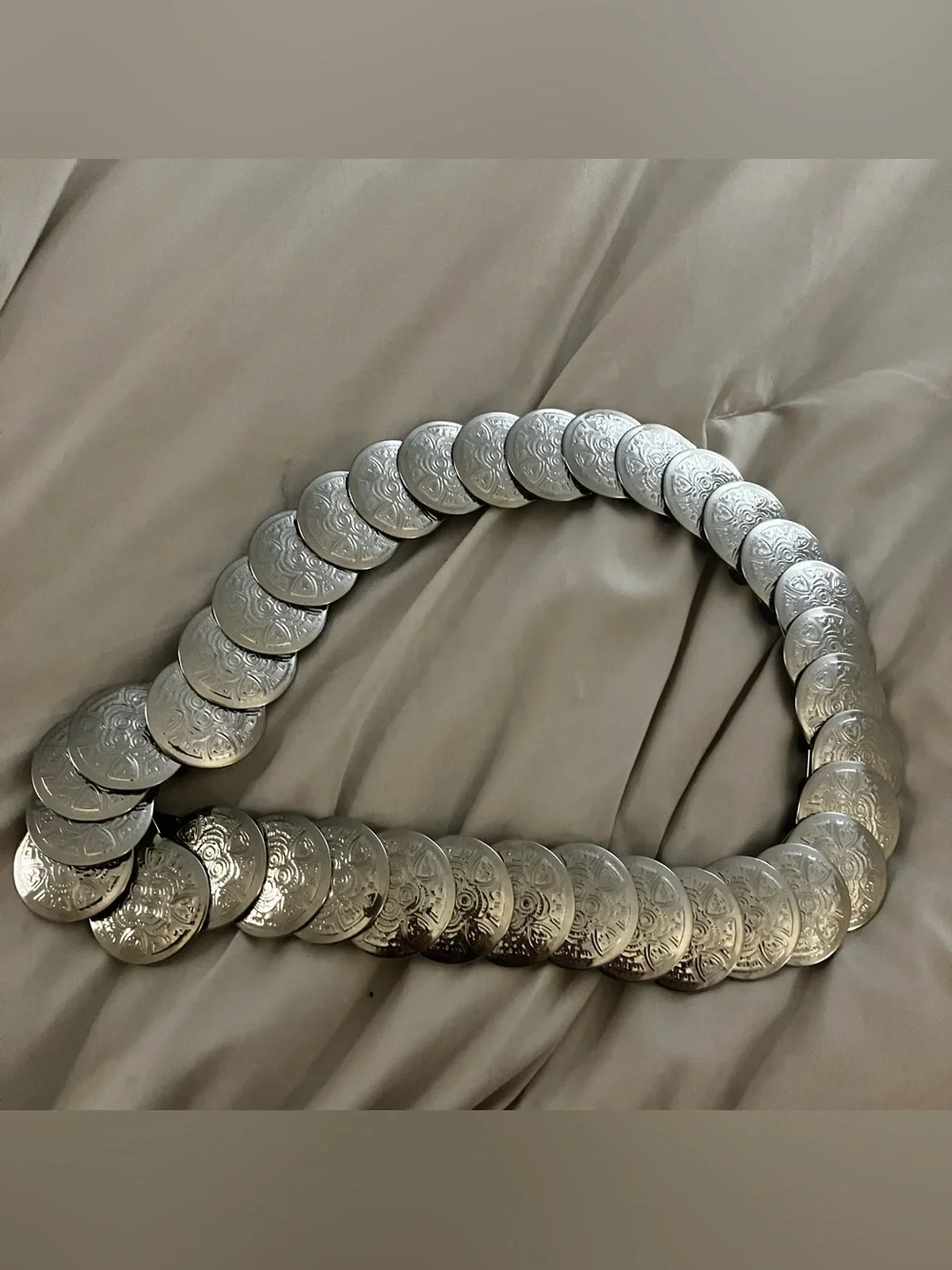 Vintage Silver Coin Stretch Belt Boho Festival Statement Disc one Size Fits Most